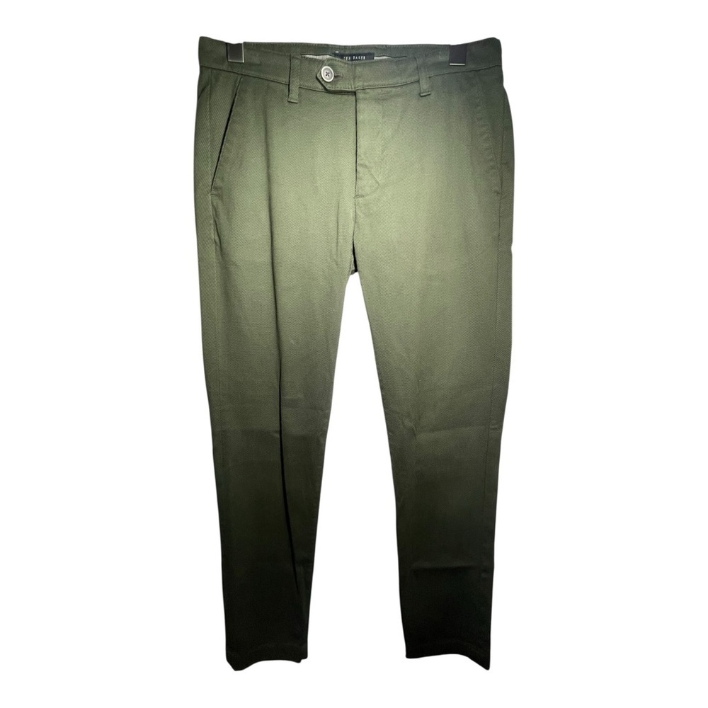 TED BAKER  LONDON MENS Olive Green Chino Pants size 31R - Picture 2 of 9